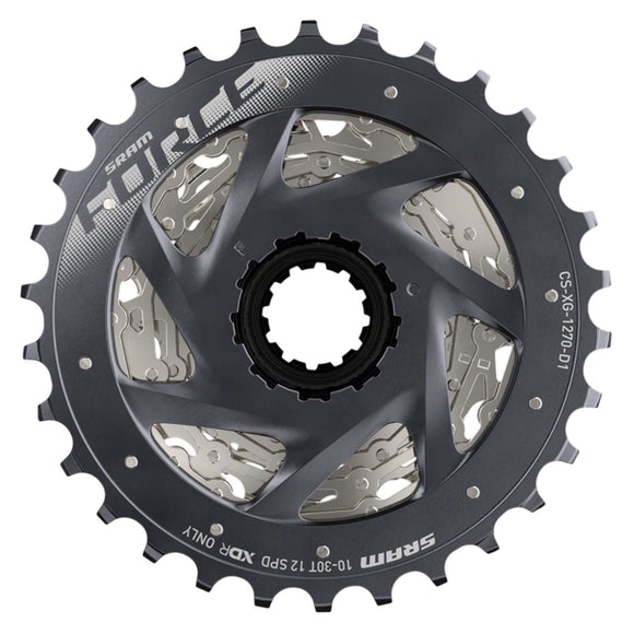SRAM Force AXS XG-1270 Cassette - 12-Speed, Silver, For XDR Driver Body, D1