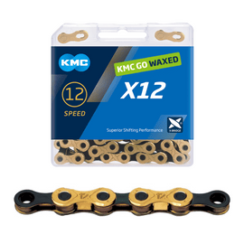 Buy gold-black KMC X12 12-Speed Waxed Chain 126L