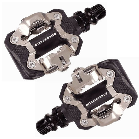 dual sided mtb pedals Exustar EPM239 Double Sided SPD Clipless Pedals