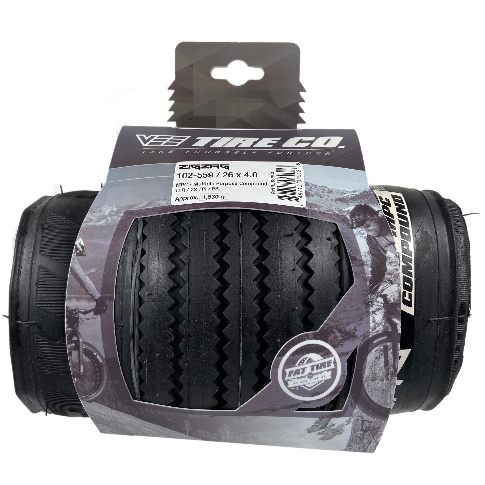 Vee Rubber 26 x 4.0 Zig Zag Tubeless Ready TLR Fat Tire Folding 1 or 2 Tyres Vee Rubber 26 x 4.0 Zig Zag Tubeless Ready TLR Fat Tire Folding 1 or 2 Tyres