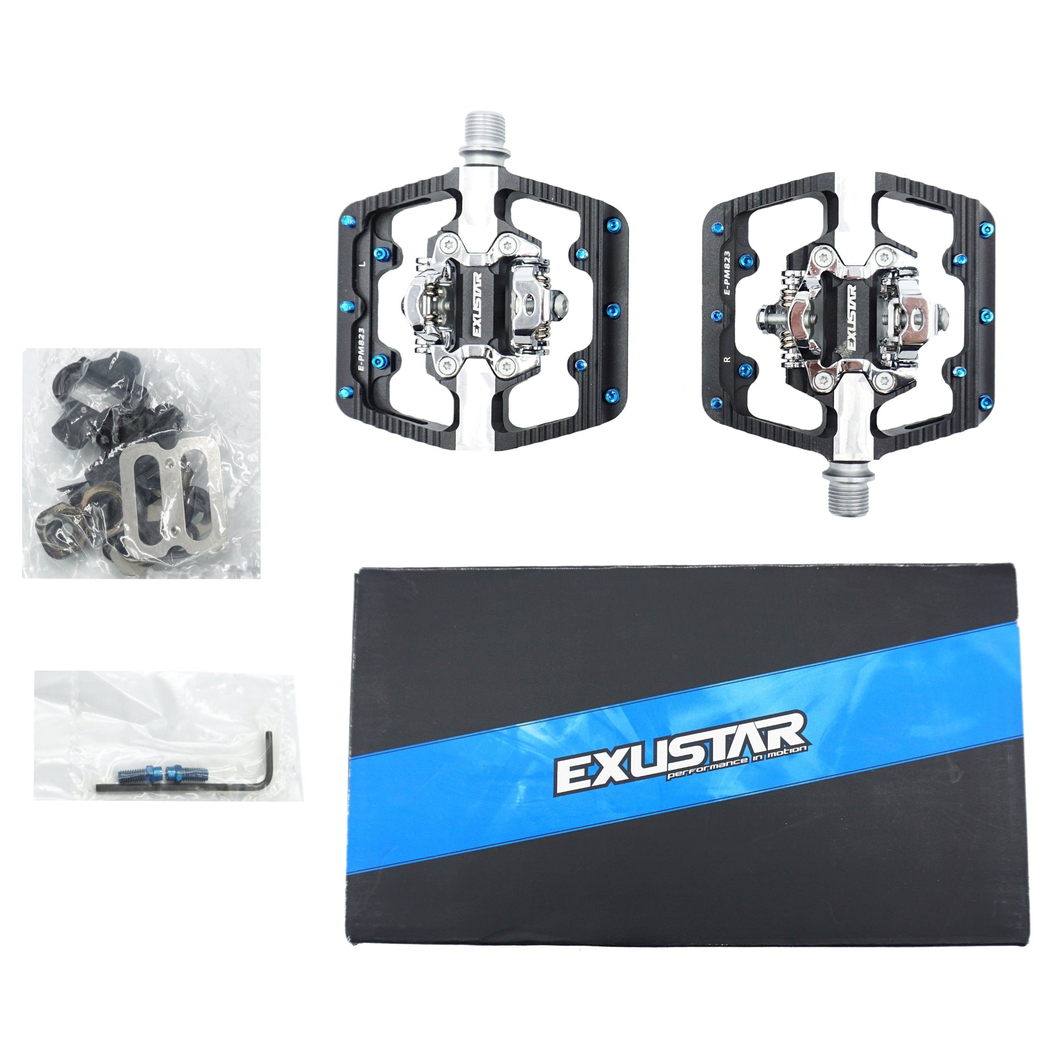 exustar mtb pedale Pedal Clipless SPD DBL Side W/platform BLK Exustar Pm-823
