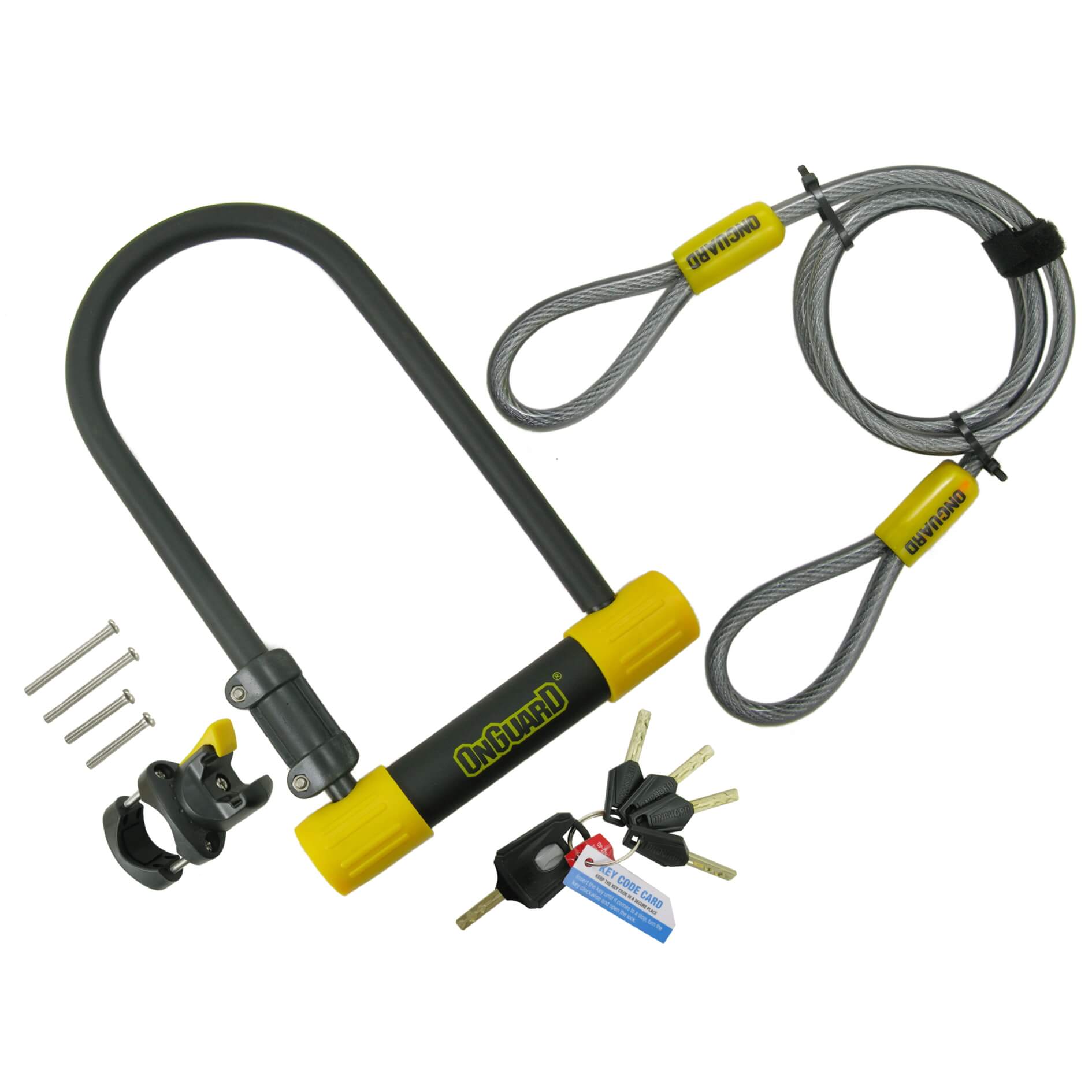 OnGuard 8012 Bulldog 4.5 x 9 U Lock with 4 Cable The Bikesmiths
