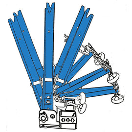 Park Tool TS-2.2p Truing Stand with TSB-2.2 Base.  Photo shows the truing stand and how it can move up and down based on application.
