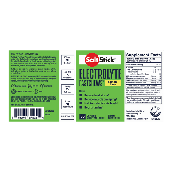 SaltStick Electrolyte FastChews 60 tablets Bottles - The Bikesmiths