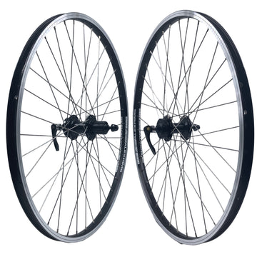 Alex DM18 26-inch 9x100 Front 10x135 Rear QR HG Cassette Disc Wheelset Black Silver - The Bikesmiths