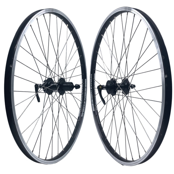 Alex DM18 26-inch 9x100 Front 10x135 Rear QR HG Cassette Disc Wheelset Black Silver