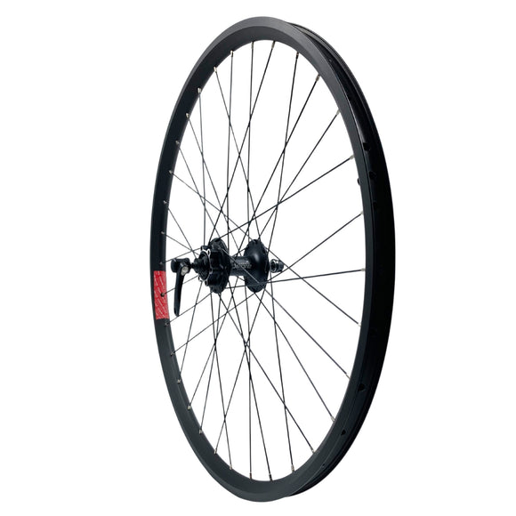 26 Inch FRONT Black Sta-Tru TR21v / Shimano Tubeless Disc 32h Wheel 9x100 QR