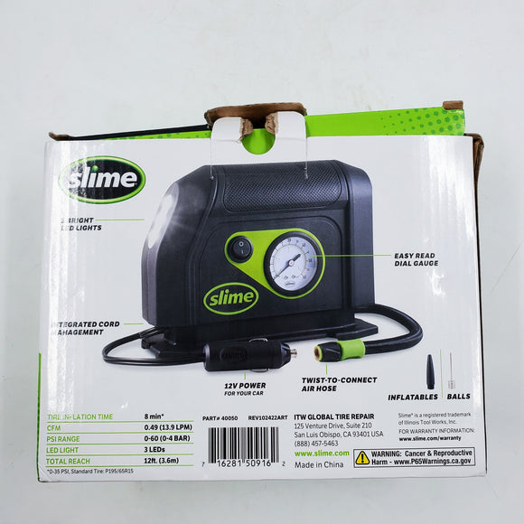Open Box Slime 12V Tire Inflator with Gauge and Light
