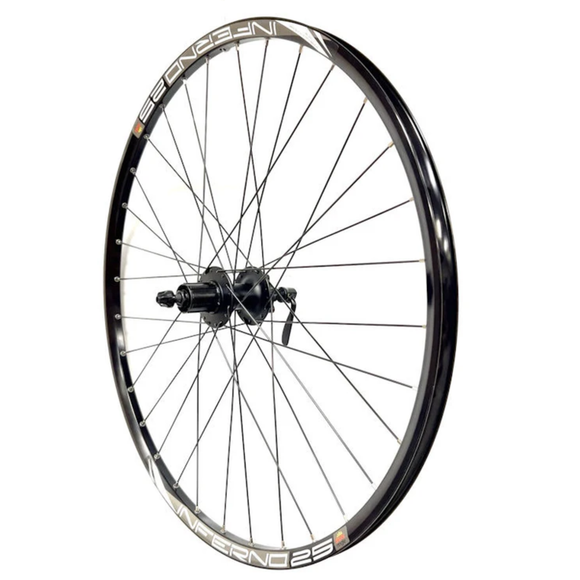 Sun Ringle 27.5-inch Inferno 25 FRONT/ REAR HG 8-10 Speed 6-Bolt Disc Black Wheelset QR 9x100 / 10x135