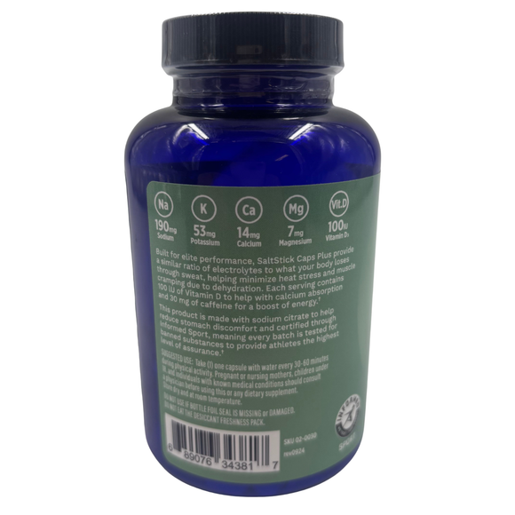 Salt Stick Plus Salt Electrolyte Capsules w-Caffiene and Sodium Citrate