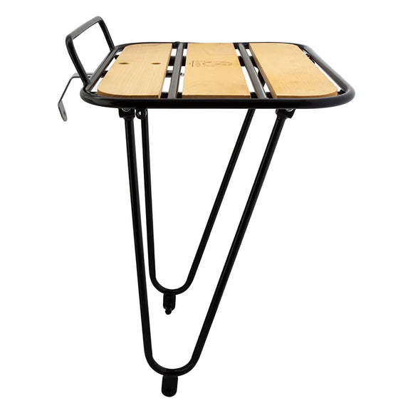 Minoura KCL-4FB Gamoh Pouteur Black Heavy Duty Front Rack with Wood Deck
