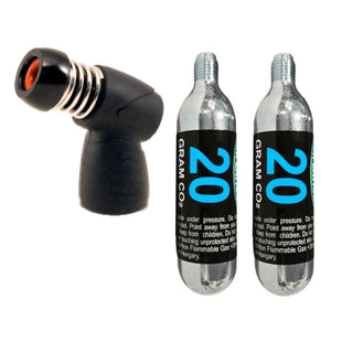 Maximum 3/8" CO2 Inflation Head Presta/ Schrader Valve+(2) 20g CO2 Threaded Cartridges