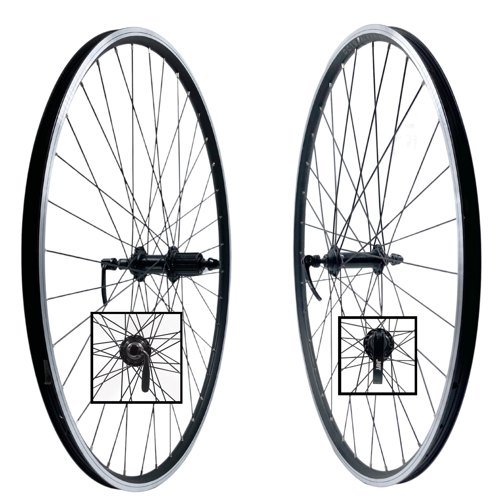 Alex DC19 700c 9x100 Front 10x135 Rear QR HG Cassette Type Doublewall Wheelset Black