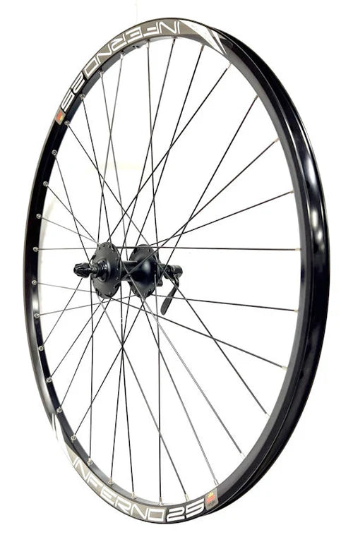 Sun Ringle 27.5-inch Inferno 25 FRONT/ REAR HG 8-10 Speed 6-Bolt Disc Black Wheelset QR 9x100 / 10x135