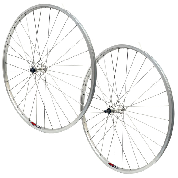 Sun CR-18 9x100 Front 10x126 Rear QR 27 Inch Freewheel Silver Wheelset