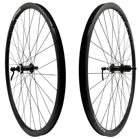Alex GD26 Black 700/29" Tubeless Front and Rear Centerlock Disc Shimano QC-300 HG Gravel Wheelset  QR 9x100 10x135 Alex