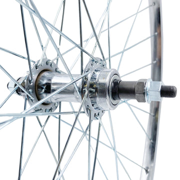 Wheelmaster 27 Inch Classic Chrome Bolt-on Steel Rear Freewheel type Bike Wheel - The Bikesmiths