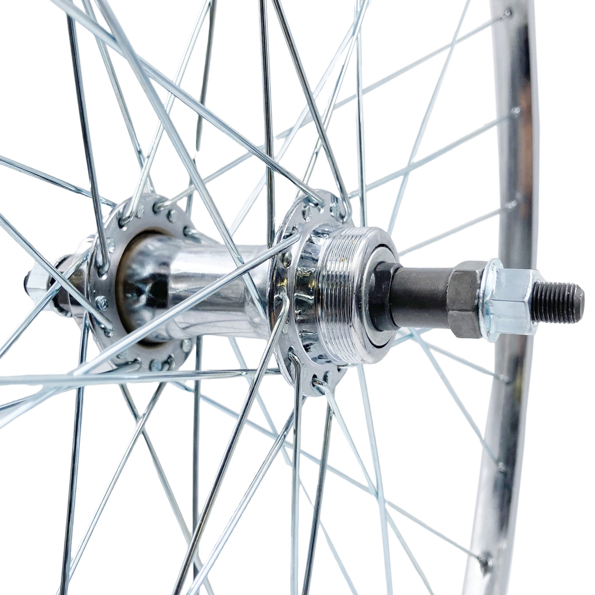 27 Inch Classic Chrome Wheelmaster Bolt-on Steel Freewheel type Bike Wheelset