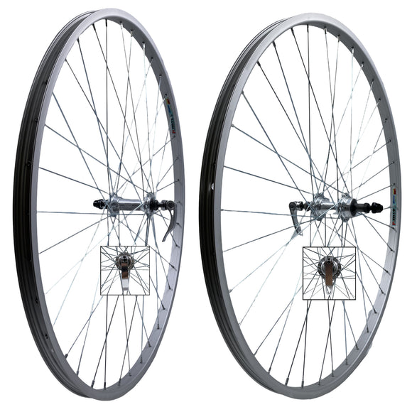 Weinmann RM19 27 Inch 100mm Front 126mm Rear QR Freewheel Wheelset Silver