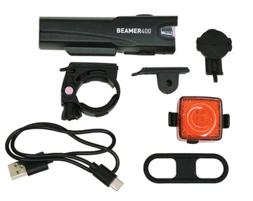 Planet Bike 3406 Beamer 400 Blinky Squared Rechargeable Light Set - The Bikesmiths