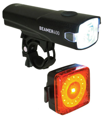 Planet Bike 3406 Beamer 400 Blinky Squared Rechargeable Light Set - The Bikesmiths