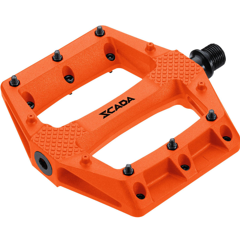 SCADA Thermoplastic Pinned Platform Pedal with Polymer, Bushing Orange