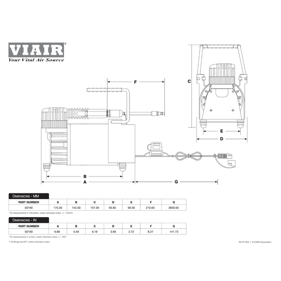 TLC PLUS 00190 12v DC Portable Mobile Air Compressor