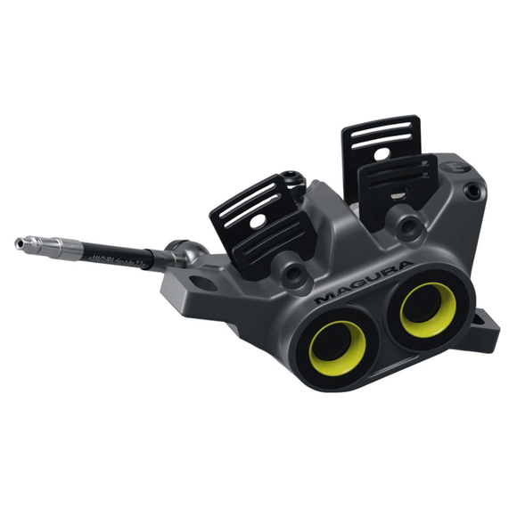 Magura Gustav Pro Disc Brake and Lever - Front or Rear Post Mount 4-Piston Black/Anthracite Gray