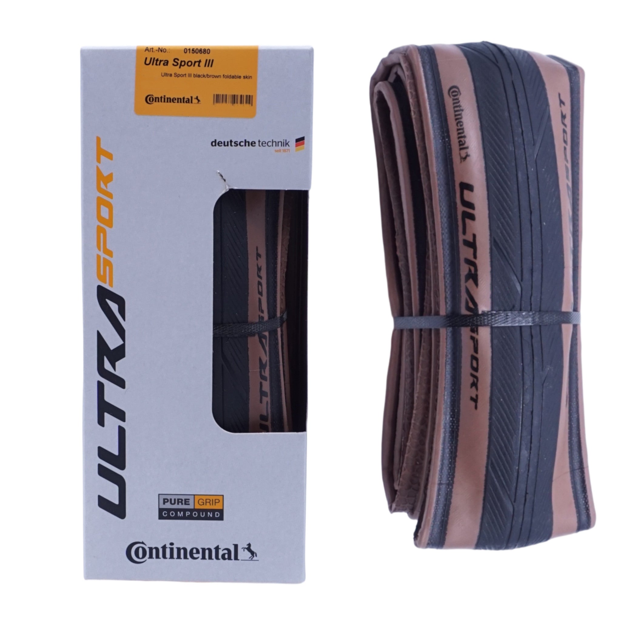 Continental Ultra Sport III Tire 700 x 28 Folding PureGrip Black/Brown