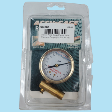 Open Box Meiser Accu-Gage by Milton 0-15psi PRESTA Valve Low PSI Tire Gauge Fat Bike