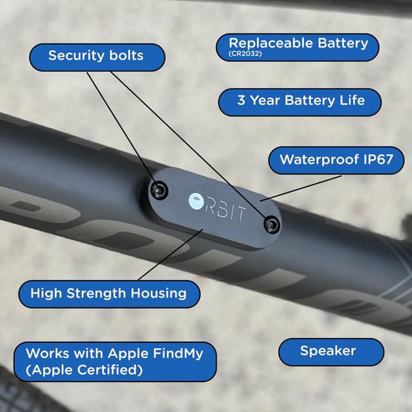 ORBIT VELO Bottle Mount Security Tracker works with APPLE (FIND MY network)