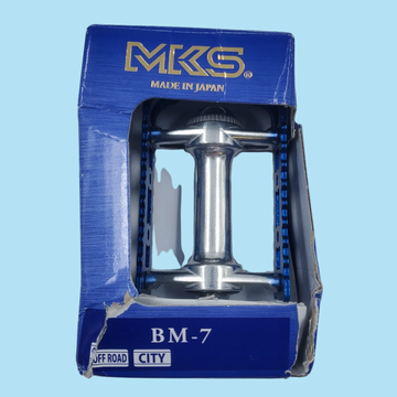 Open Box MKS BM-7 Alloy BMX Platform Pedals (Silver/Blue)