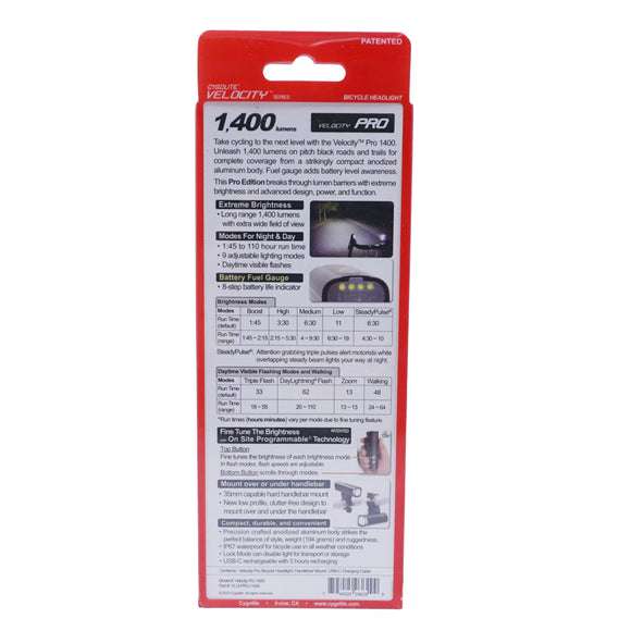 Cygolite Velocity Pro 1400 Lumens Headlight - The Bikesmiths
