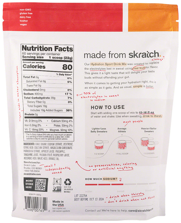 Skratch Labs Hydration Sport Drink Mix 60 Serving Resealable Pouch
