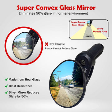 Hafny HF-M956S-FR06 HD Glass Convex Lens Drop Bar-End Bike Mirror - The Bikesmiths
