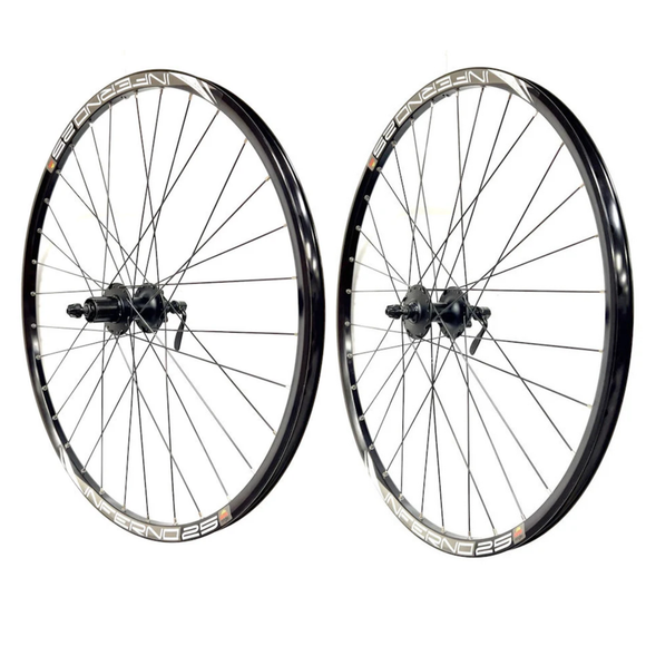 Sun Ringle 27.5-inch Inferno 25 FRONT/ REAR HG 8-10 Speed 6-Bolt Disc Black Wheelset QR 9x100 / 10x135