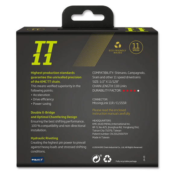 KMC TT11 11-Speed Waxed Neo Chrome Chain 118L