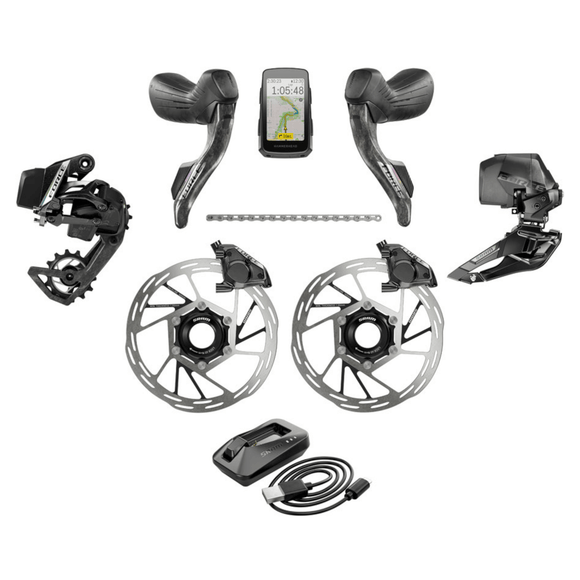 SRAM Force eTap AXS Road Groupset - 2x12-Speed HRD Shift/Brake Levers FM Calipers Rotors Chain F/R Derailleurs Hammerhead Karoo E1