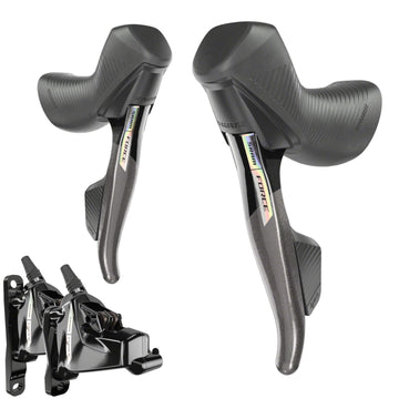 SRAM Force AXS HRD eTap Shift/Brake Lever and Hydraulic Disc Brake Caliper - Flat Mount, 20mm Offset, Iridescent Gray/Blk, D2 SRAM