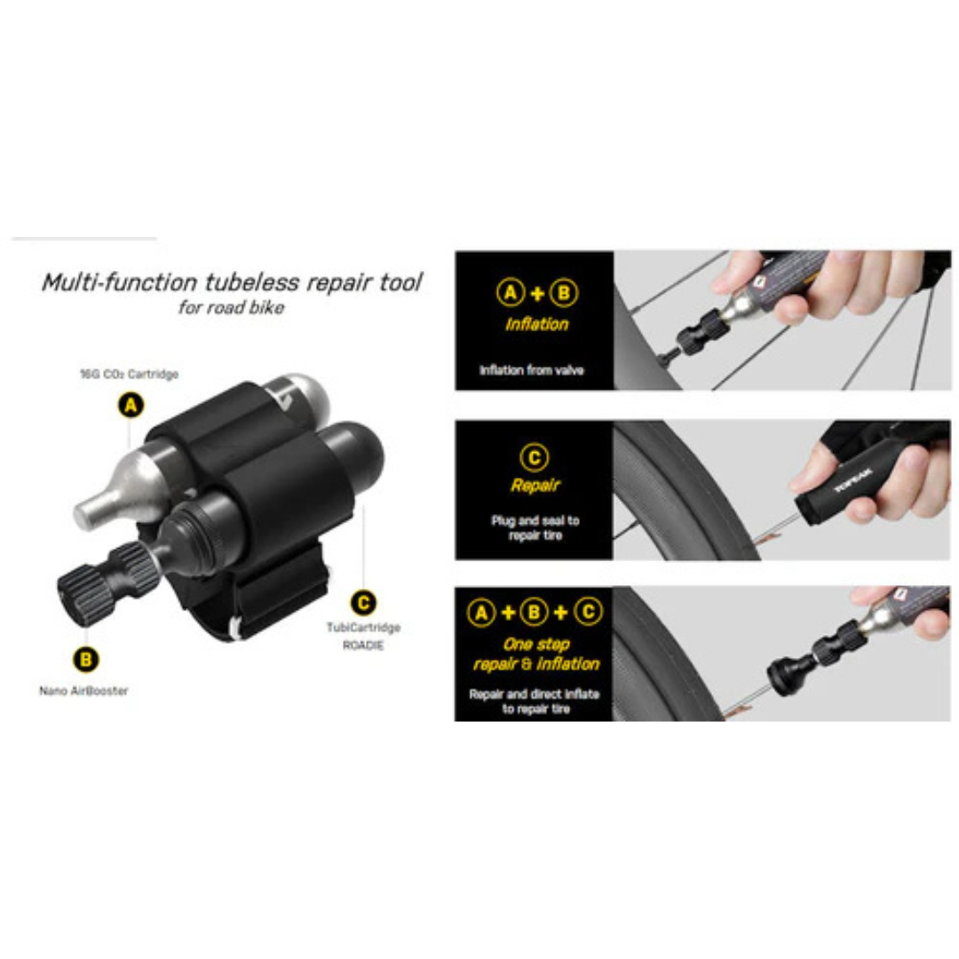 Topeak TUB-MSRX Tubi Master RX Strapt Mount W/Tubi Cart Air Booster/16g CO2