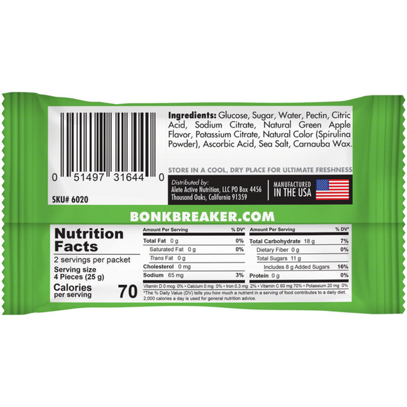 Bonk Breaker Energy Chews - Green Apple, Box of 10 Packs