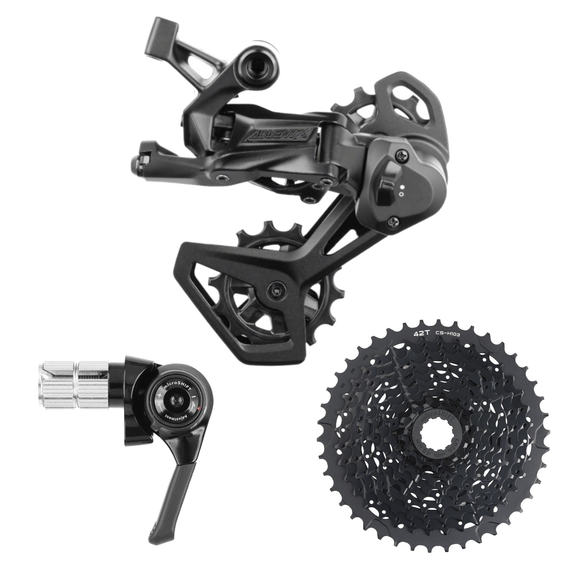 microSHIFT Advent X 1x10-Speed Groupset - Right Bar End Shifter V2 Rear Derailleur 10-Speed Medium Cage Clutch 11-42t or 11-48t Cassette
