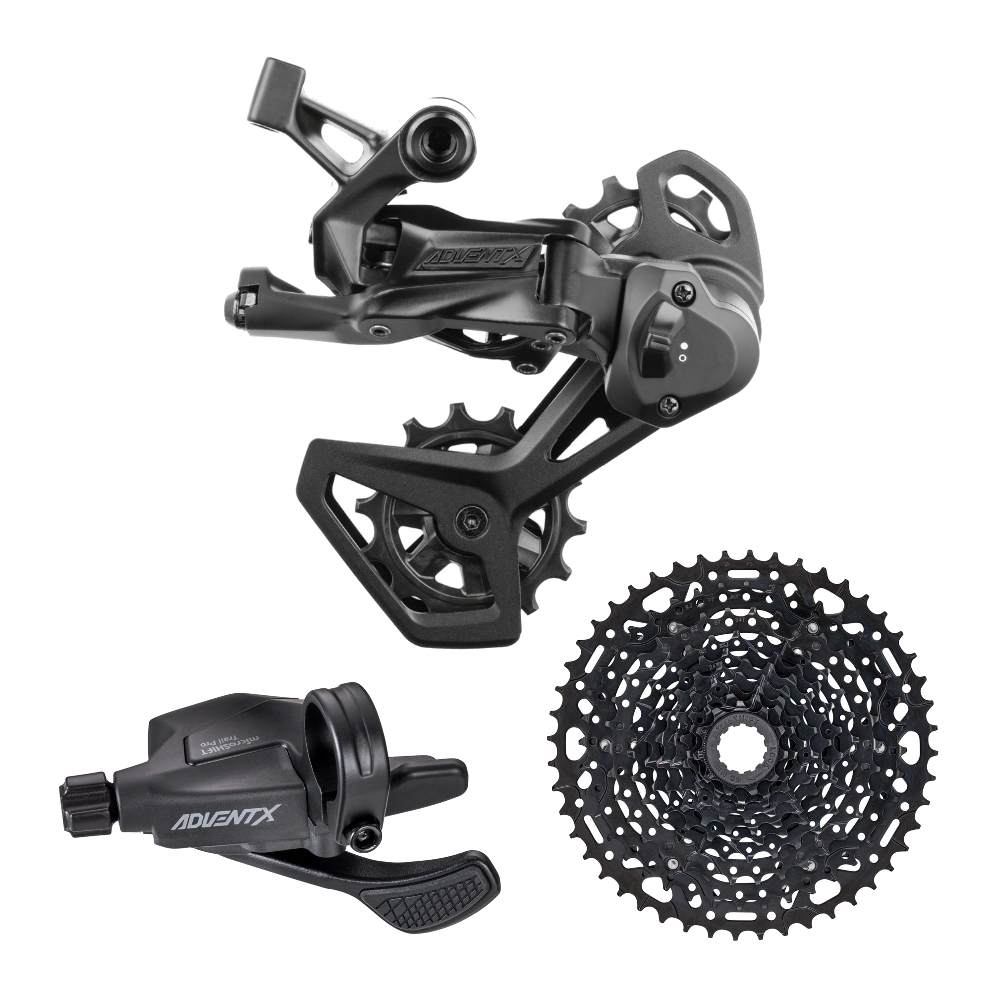 microSHIFT Advent X 1x10-Speed Groupset - Trail Trigger Shifter V2 Rear Derailleur 10-Speed Medium Cage Clutch 11-48t Cassette