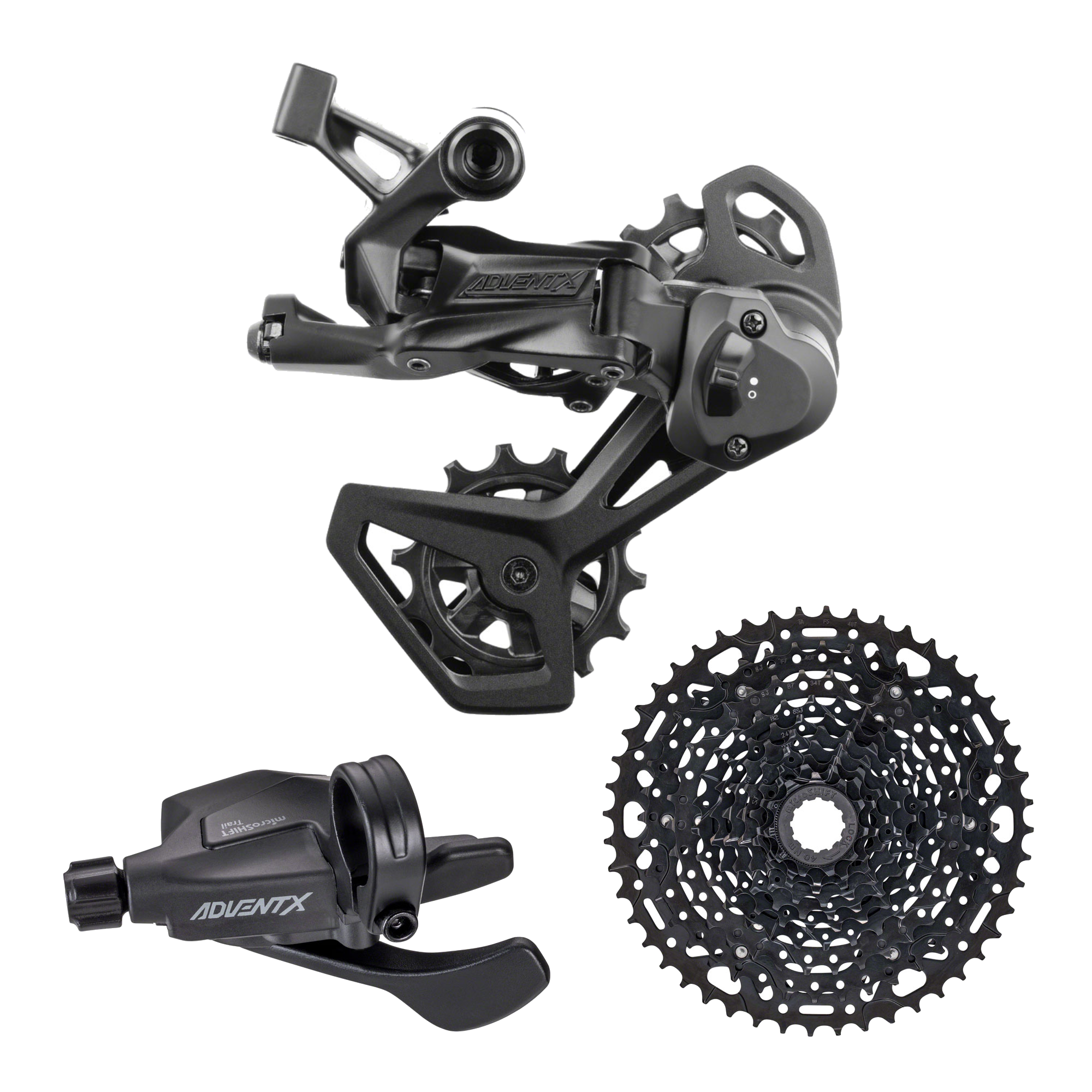 microSHIFT Advent X 1x10-Speed Groupset - Trail Trigger Shifter V2 Rear Derailleur 10-Speed Medium Cage Clutch 11-48t Cassette