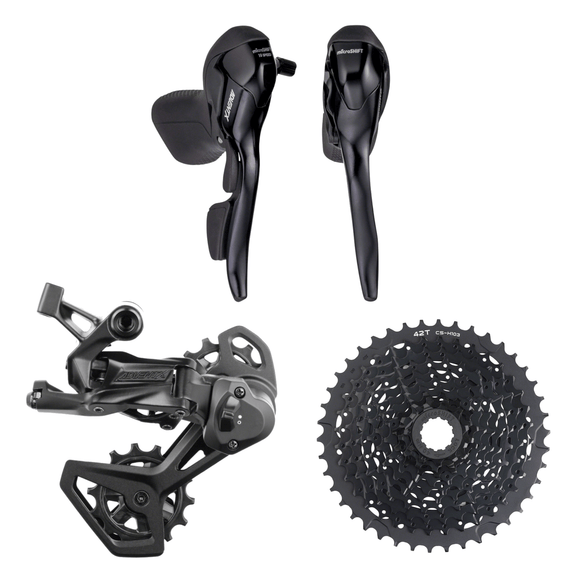 microSHIFT Advent X 1x10-Speed Groupset - Drop Bar Shift Lever V2 Rear Derailleur 10-Speed Medium Cage Clutch 11-42t or 11-48t Cassette