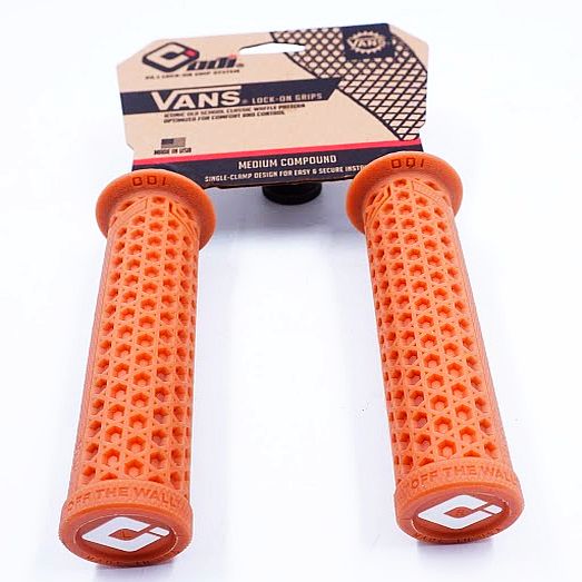 NEW ODI Vans V2.1 Lock On Bike Grips Waffle Gum Brown Checkered Black Clamps - The Bikesmiths