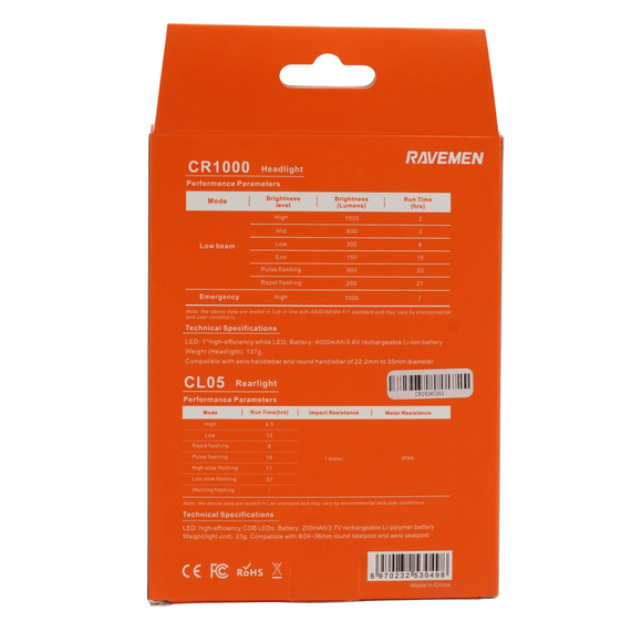 Ravemen LS20 CR1000/CL05 USB Lightset