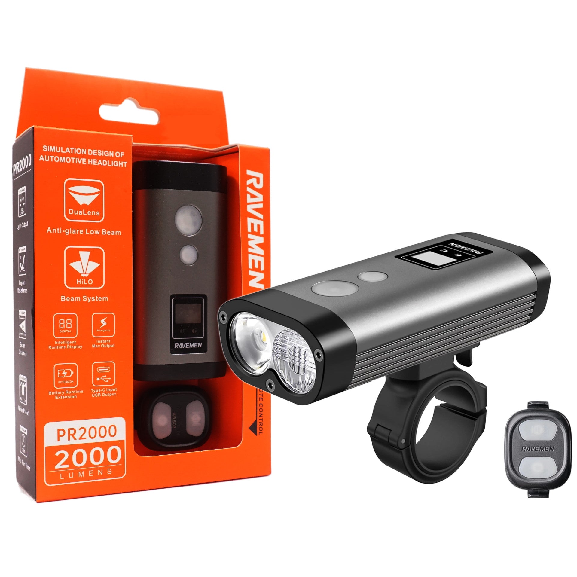 Ravemen PR2000 USB Led Headlight 2000 Lumen - The Bikesmiths