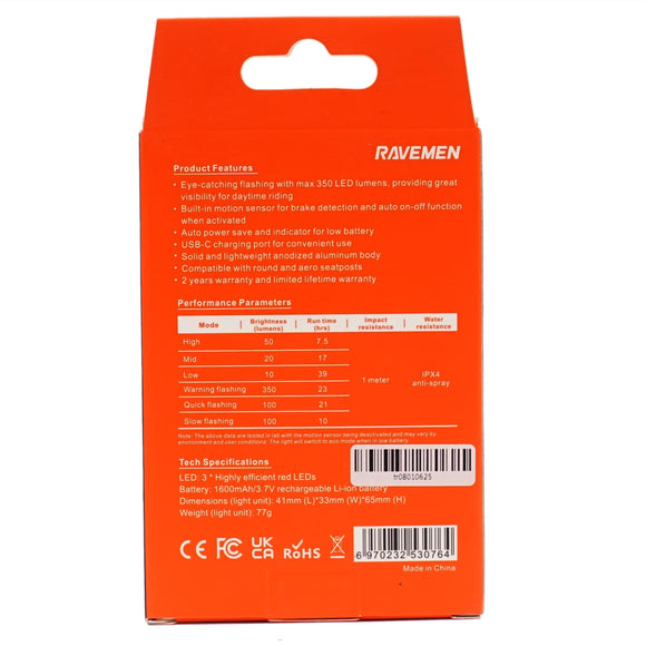 Ravemen TR-350 USB Tail Light - Super Bright 350 Lumen - The Bikesmiths