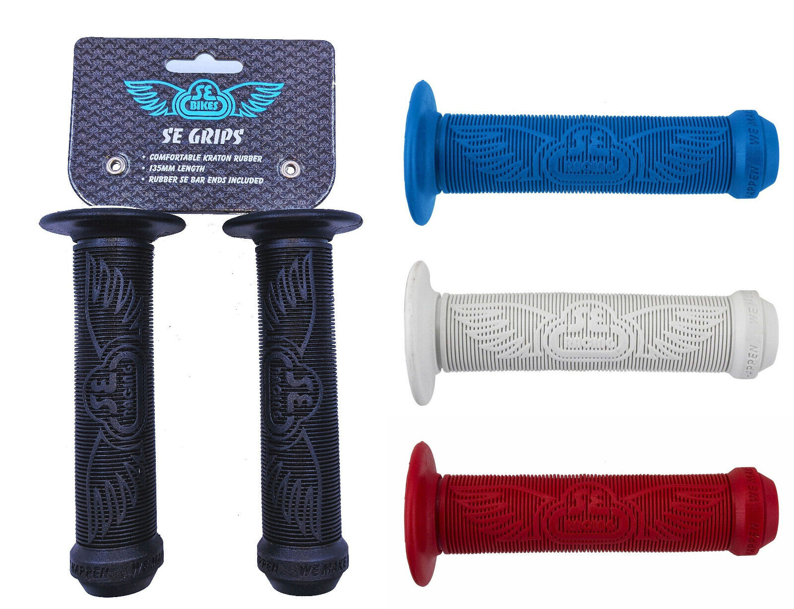SE BIKES WINGS Flanged Grips Comfort & Control BMX Bike Choose Color - The Bikesmiths